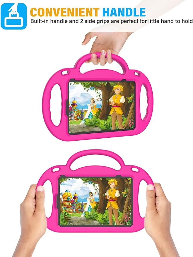 Kids Case for iPad Mini 7 (A17 Pro) 2024/ Mini 6 2021 iPad Mini 7th/6th Generation Case with Shoulder Strap - Durable Shockproof with Handle Stand Protective Cover for iPad 8.3 Inch Black