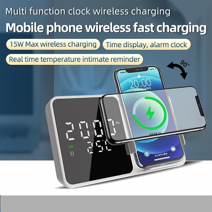IHAO 3in1 Multifunctional Foldable Wireless Charging Station with LED Ambient Night Light Fast QC3.0 Charger for Phone iWatch Headphone Space-Saving Auto-Shutoff &amp Overcharge Protection-Black