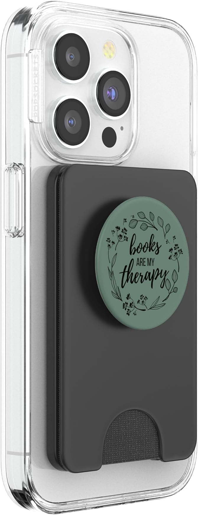 Books are My Therapy Lover Bookish Librarian Boho Floral PopSockets Adhesive PopGrip