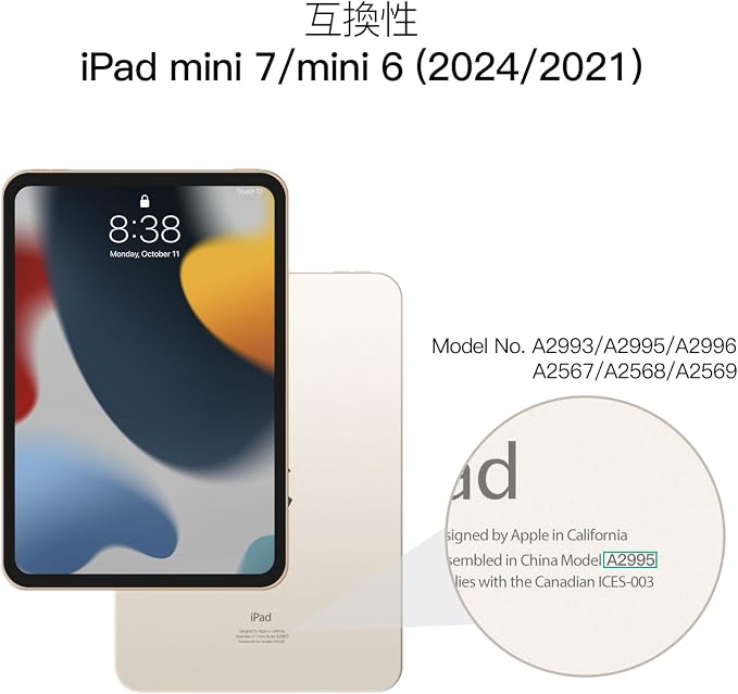 Antbox Case for iPad mini 7 A17 Pro for iPad mini 7th/6th Generation | Built-in Pencil Holder Vegan Leather Smart Cover with Auto Sleep/Wake Stand Function
