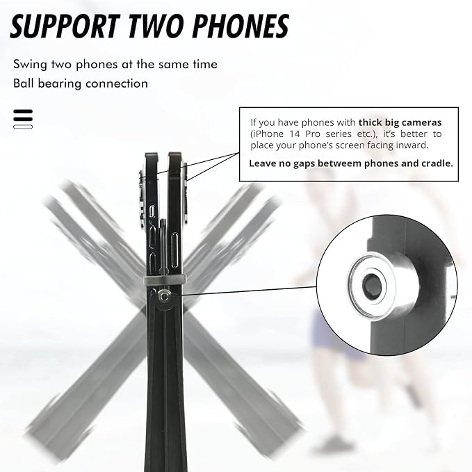 Phone Swing Phone Rocker Compatible for Pokemon go Walker Cellphone Pedometer Accessories (Support 2 Phones)(Mute Version)(USB Cable) (Battery Compatible) Quick Step Earning Device – Black