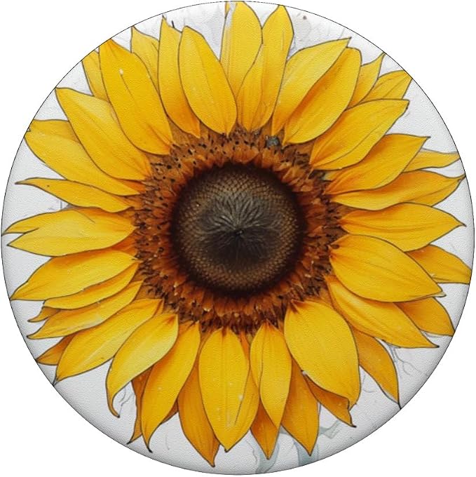 Yellow Sunflower Bloom Illustration Print PopSockets PopWallet for MagSafe