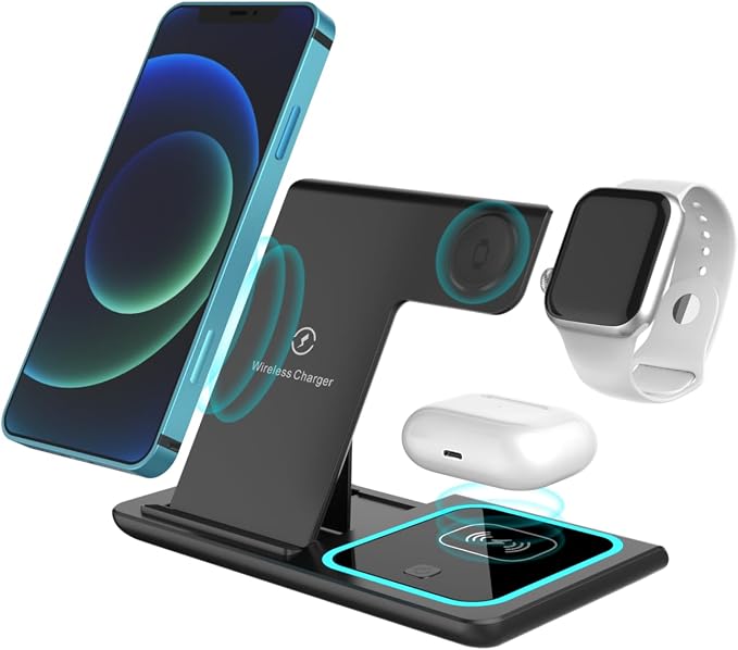 Multifunctional 15w Foldable Wireless Phone Charger 3 in 1 Station Chargeur sans fils for iPhone Samsung for Apple Watch airpods