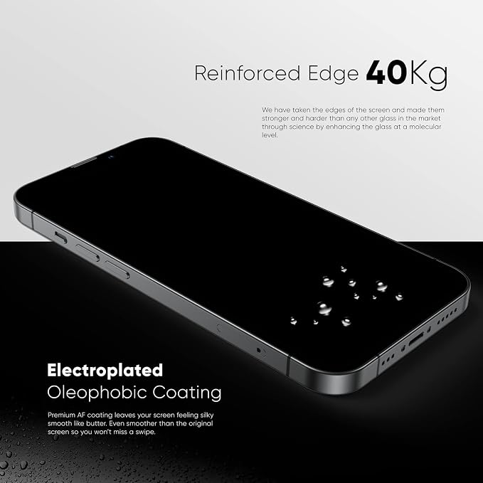 FLOLAB NanoArmour ONETIME PRO Protects Privacy Screen Protector for iPhone 14 Plus / 13 Pro Max - Anti Reflective Tempered Glass Durable Easy Installation Dust Free