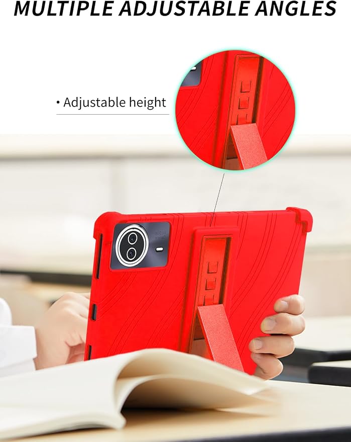 Case for TCL NXTPAPER 14/Callsky-Tech Ctab 14/BEYODFU A140 Tablet 14 inch，WUNIAK Shock Proof Lightweight Stand Rubber Shell Protective CoverKids Friendly Soft Silicone Adjustable Stand CoverBlack