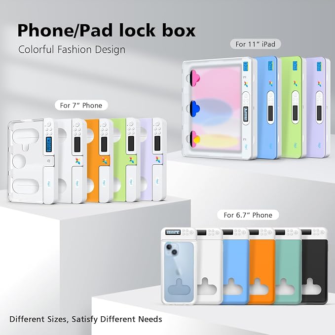 Cell Phone Lock Box with TimerPortable Timed Phone Lock Box for iPhone and Android Phones Self-Control Timer Phone Locker to Help KidsStudents Focus Back