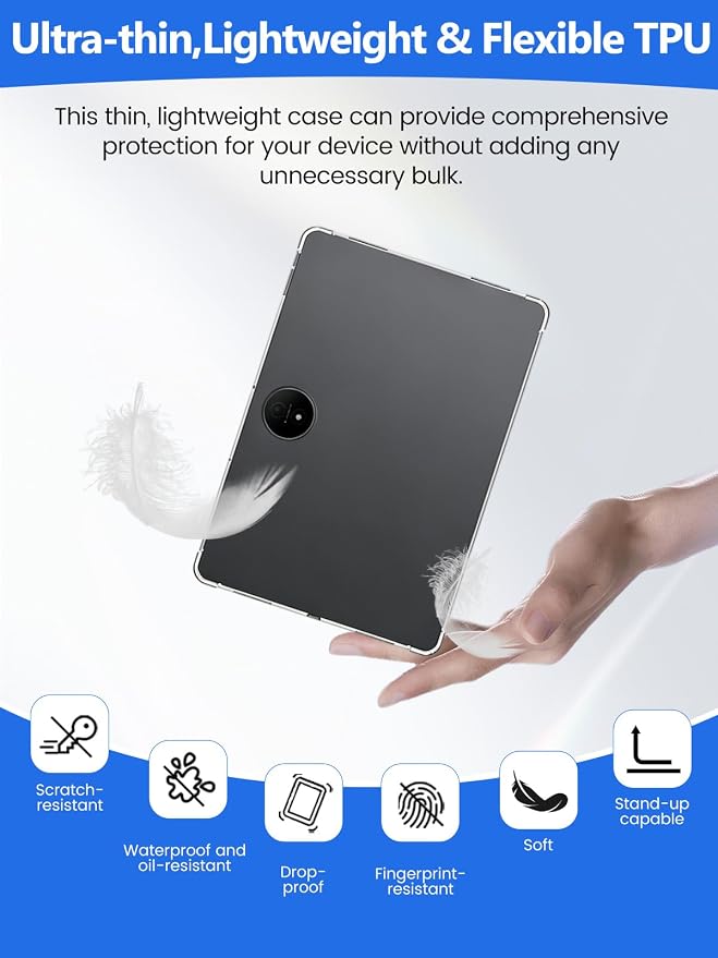 Transparent TPU Case for TCL NXTPAPER 14 14.3-Inch Tablet Soft Flexible Shockproof Cover with Airbag Protection Anti-Scratch(Transparent)