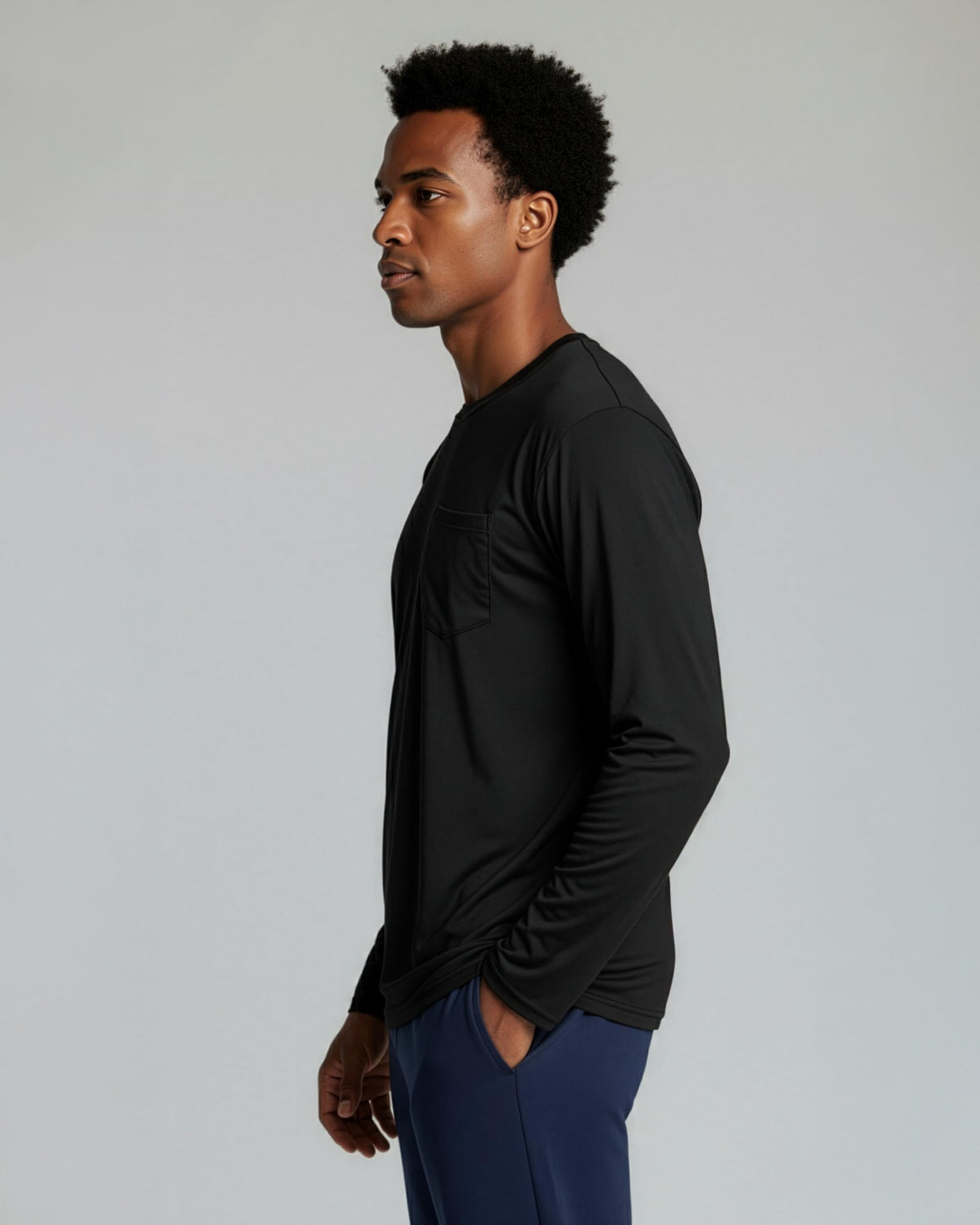 Real Essentials 4 Pack: Men's Dry-Fit Active Athletic Long Sleeve Pocket Crew T-Shirt Outdoors UPF 50 (S-5XLT)