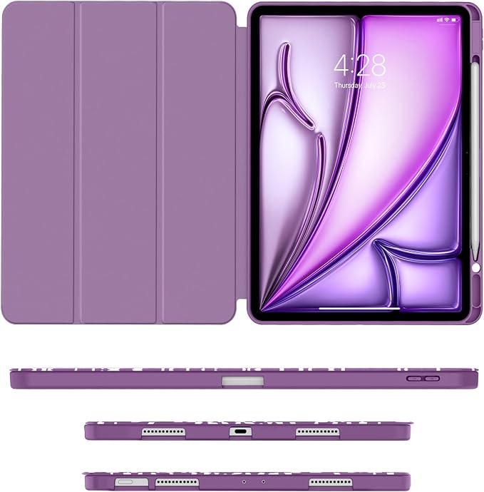 Soke Case for iPad Air 13 Inch (M4/M3/M22026-2024) iPad Pro 12.9 6th/5th Generation with Pencil Holder(2021 2022 Release)-[Apple Pencil Charging + Auto Wake/Sleep] Soft Back Cover Book Black
