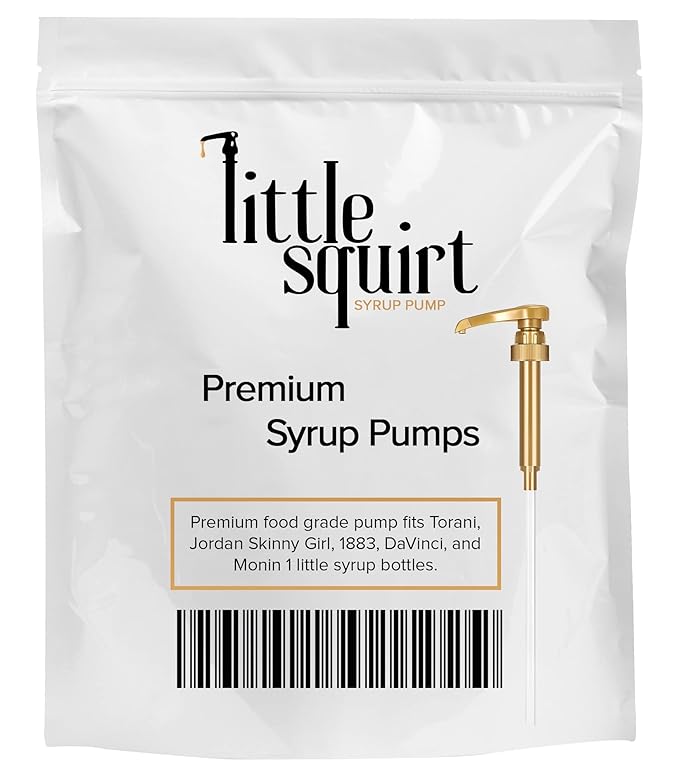 8-Pack Gold Little Squirt Syrup Pumps for Coffee Syrup Bottles, Fits 750ml 25.4oz Bottles, Coffee Syrup Dispenser
