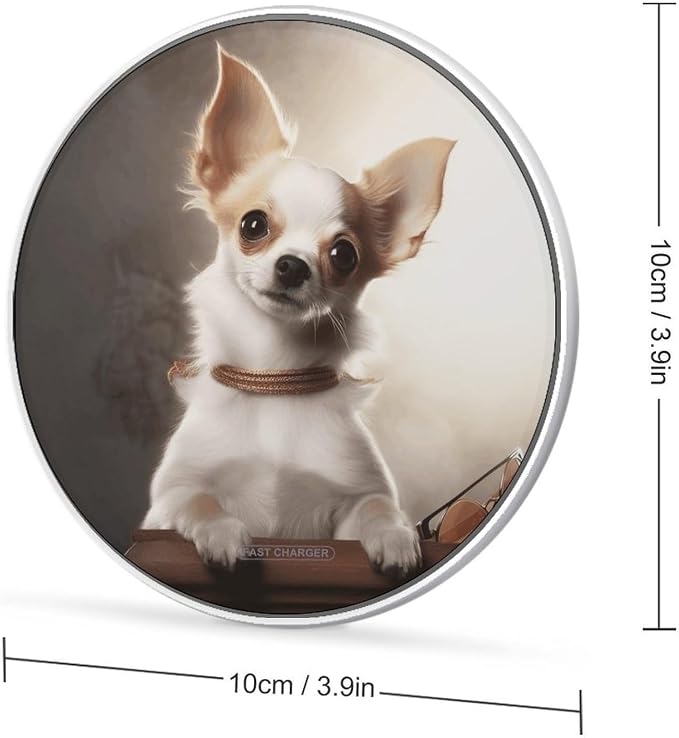 Cute Chihuahua Wireless Charger Fast Charging Pad | Anti-Slip Qi Certified Wireless Charging Pad for All Phones with Wireless Charging Function for Home Office Travel