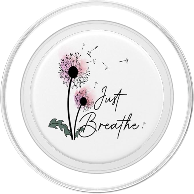 Dandelion Graphic Just Breathe Letter Print Inspirational PopSockets Adhesive PopGrip