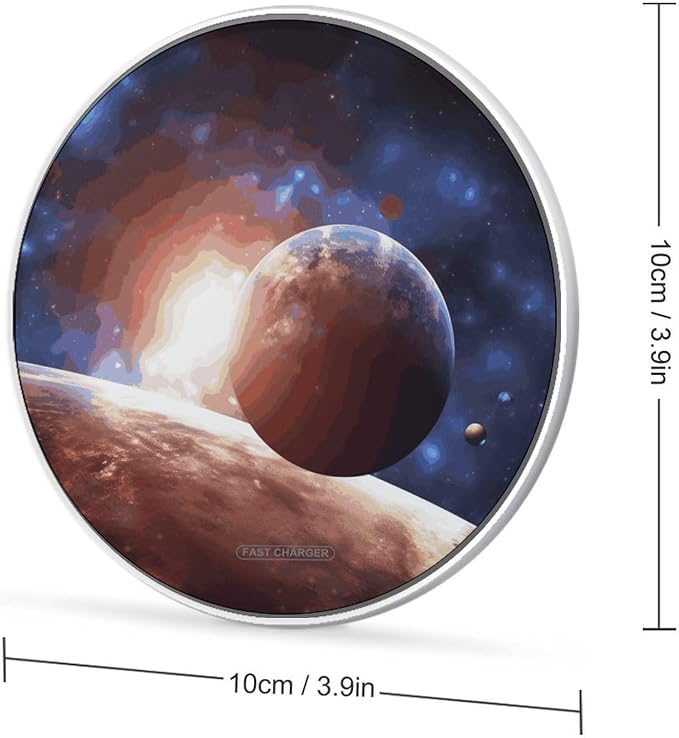 Planets in Space Background Wireless Charger Magnetic Phone Induction Charger 10w Fast Wireless Charging Station Compatible with iPhone 17 16 15 14 13 12 Pro Max Samsung Galaxy S25 S24 S23