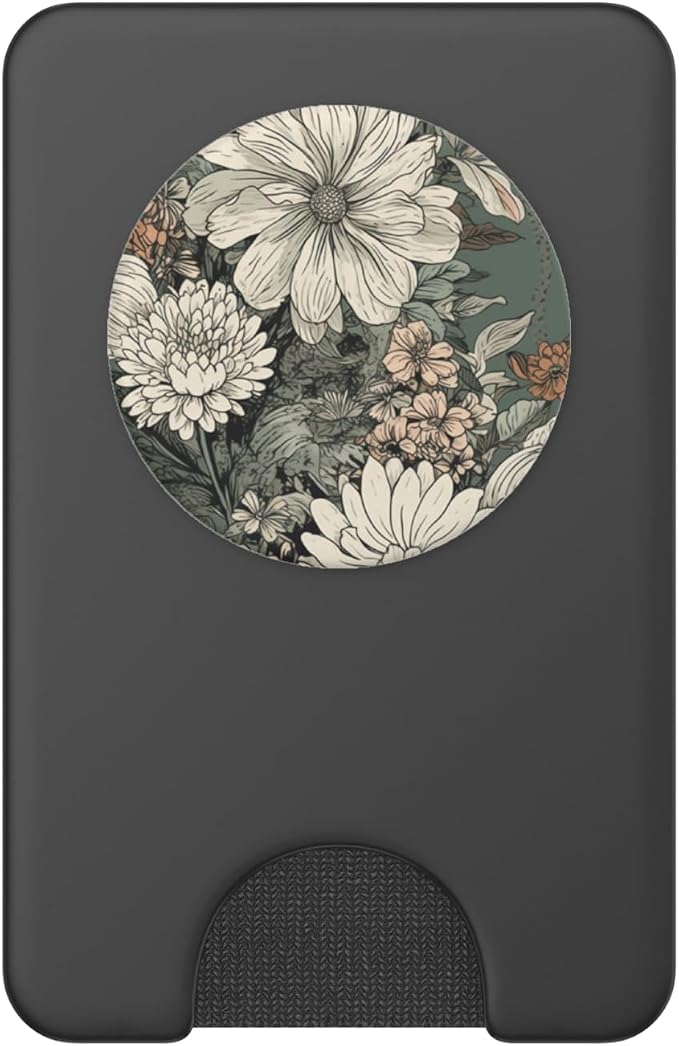 Flower Bouquet Floral Pattern Sage Green with Wildflowers PopSockets Adhesive PopGrip