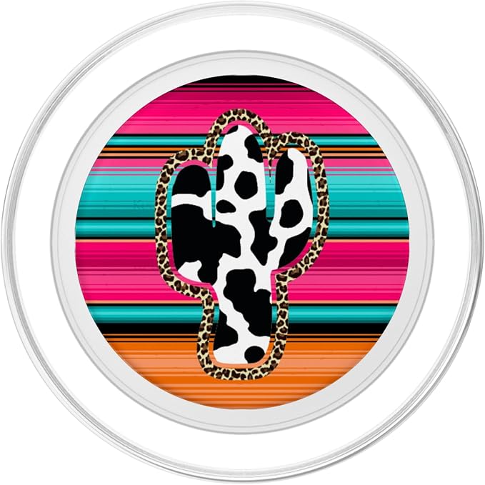Western Cow Cactus Leopard Cheetha Serape Turquoise Pink PopSockets Adhesive PopGrip