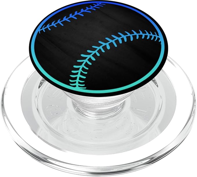 Turquoise Teal Blue Baseball Softball On a Black PopSockets Adhesive PopGrip