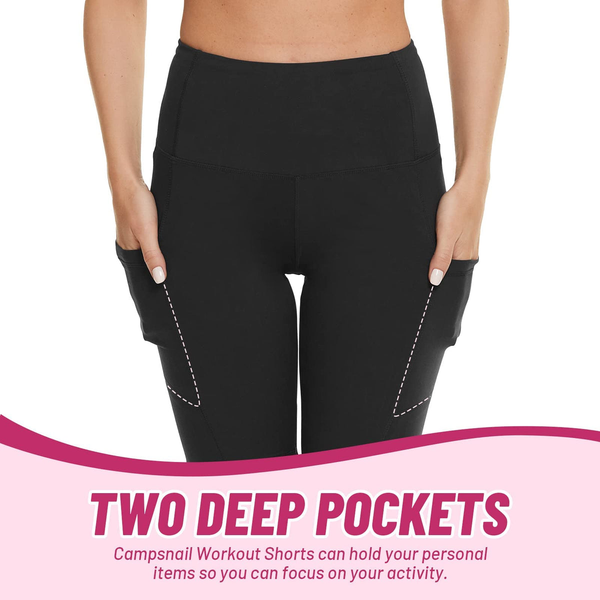 CAMPSNAIL 4 Pack Biker Shorts Women with Pockets – 5"/8" High Waist Tummy Control Workout Gym Yoga Running Compression Shorts