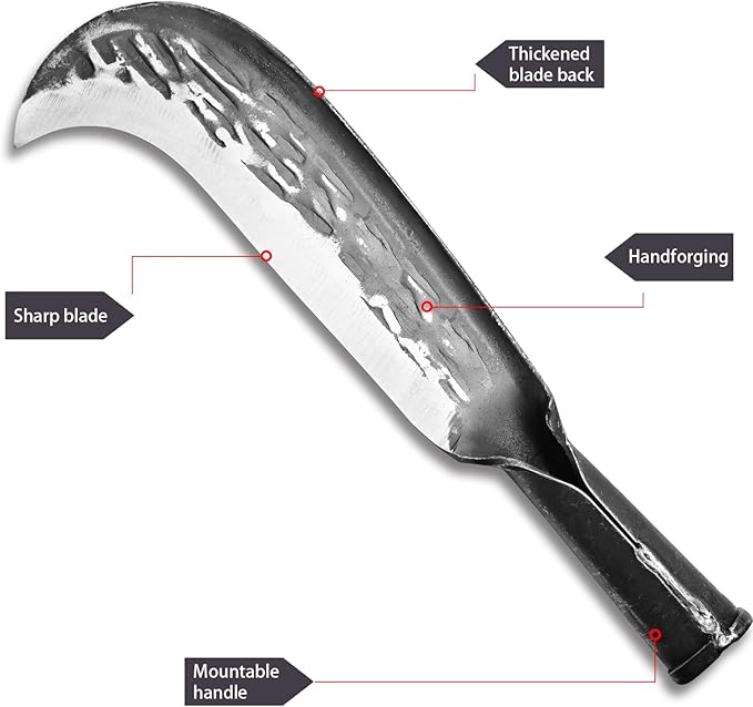 Machete for Yard Work Billhook Sickle Knife Brush Clearing Sickle Knife with Sheath - Perfect Brush Axe for Survival Cut Machete,Ideal for Camping,Gardening, Land Management,