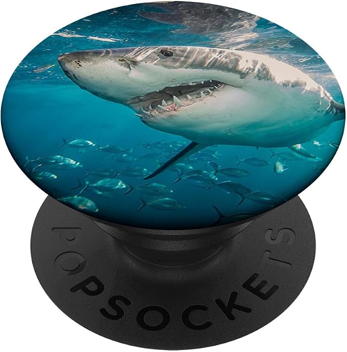 Great White Shark in Blue Sea Ocean PopSockets Standard PopGrip