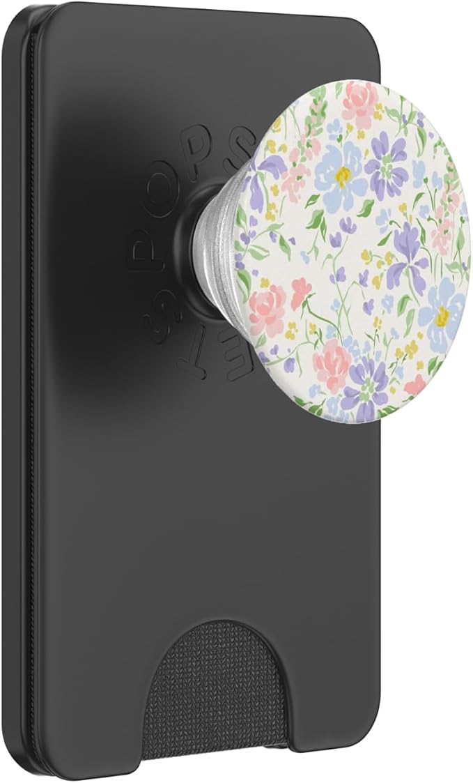 White Pastel Floral Pattern PopSockets Adhesive PopGrip