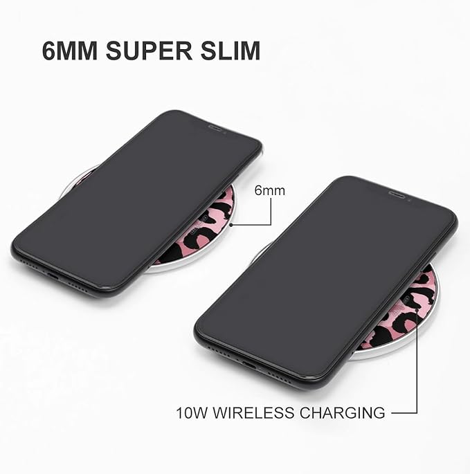 Leopard Print Wireless Charger SlimWireless Charging Pad Anti-Slip Charger Mat for Men Women