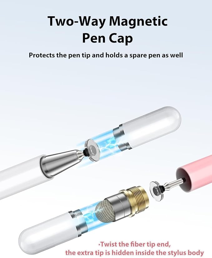 Stylus Pens for Touch Screens 2 in 1 Capacitive Pen High Precision Universal Stylus Pen for iPad Compatible with Switch iPhone iPad Android Tablets and Smartphones 2 Pack - (Blue/Pink)