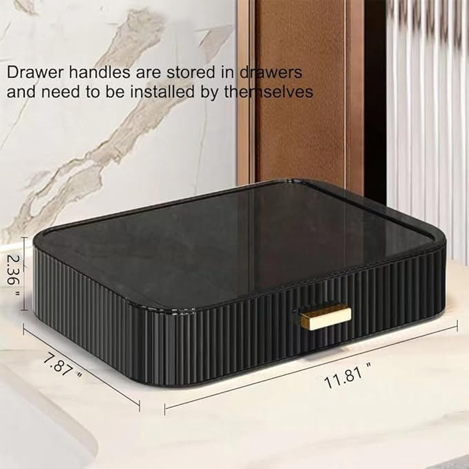 MIUOPUR Stackable Makeup Organizer Drawers, Bathroom Vanity Organizers and Storage, Ideal for Desk and Dresser Countertops, Great for Cosmetics, skincare, Lipsticks, Nail Care -Black