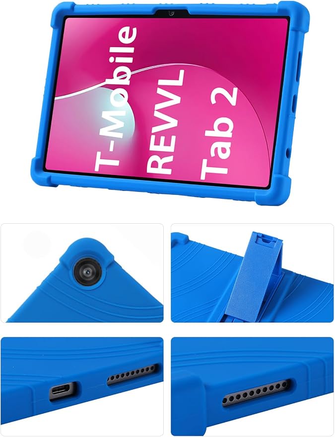 Case for T-Mobile REVVL Tab 2 10.1 Inch Tablet 2025 - Kid-Friendly Soft Silicone Cover with Adjustable Stand Compatible with T-Mobile REVVL Tab 2 5G 10.1 (Black)