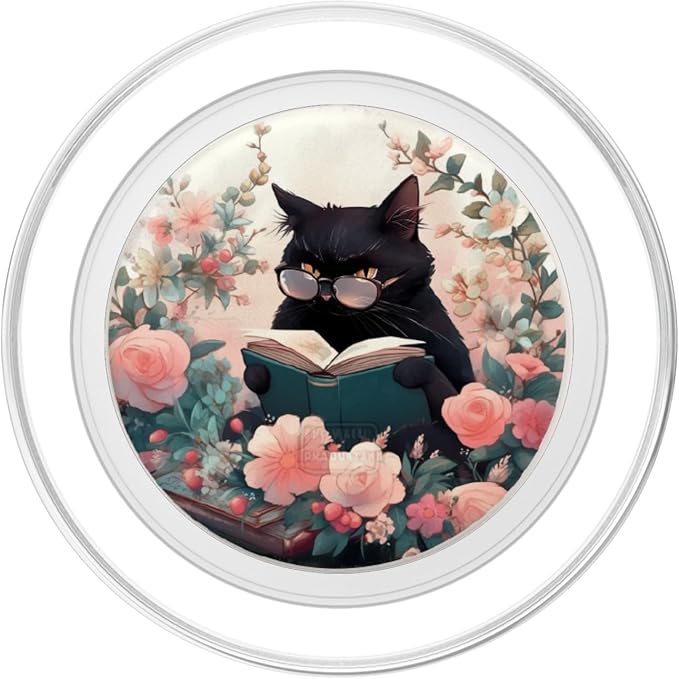 Book Lover Cat Owner Bookworm Reading Literature Librarian PopSockets Adhesive PopGrip