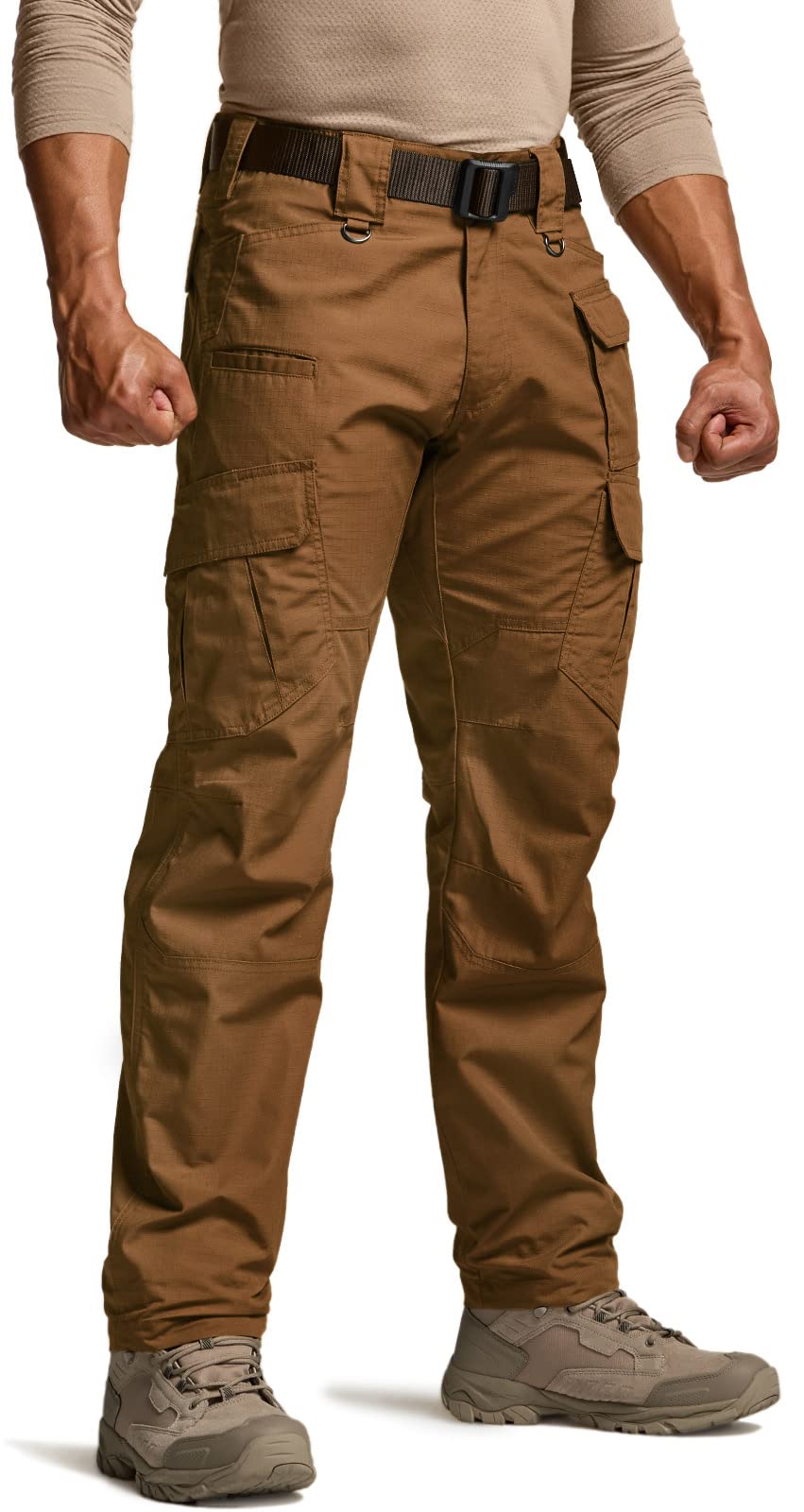 CQR Men's Tactical Pants, Water Resistant Ripstop Cargo Pants, Lightweight EDC Work Hiking Pants, Outdoor Apparel, Duratex Mag Pocket Copper Brown, 36W x 34L