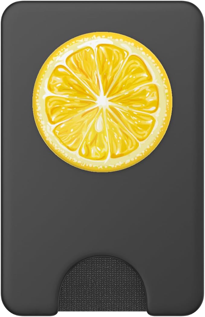 Yellow Lemon Pattern Slice for Boys Girls Lemon Print Black PopSockets Adhesive PopGrip