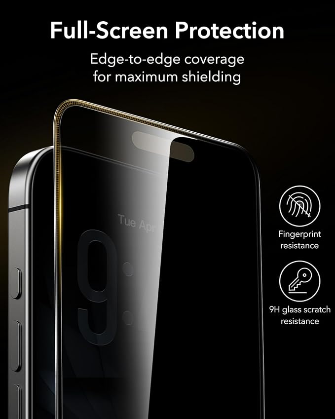 ESR 3 Pack for iPhone 16 Pro Max Privacy Screen Protector Armorite Pro | Accessory Glass by Corning™ 10X Impact Absorption Anti-Spy Full-Coverage Protection UltraFit Tray Bubble-Free
