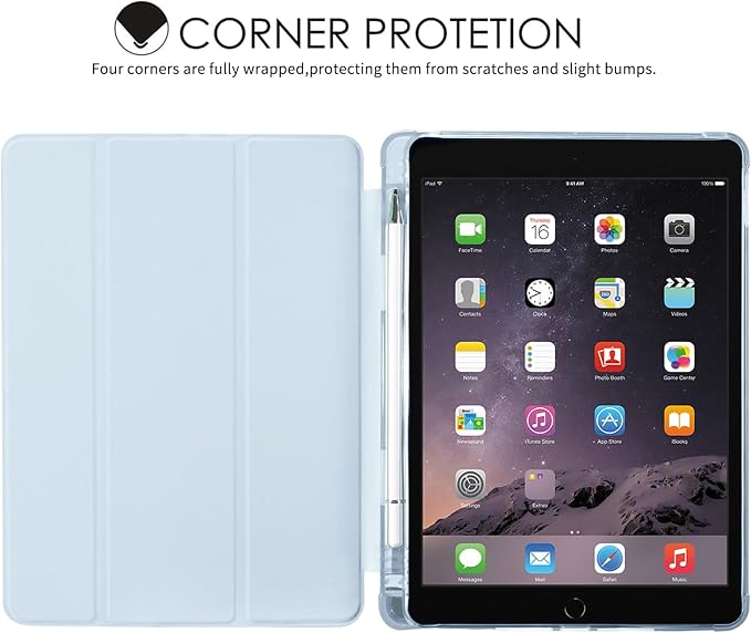 JOYLAND Blue Turtle for iPad Air 11 Inch M3(2025)/M2 (2024)Air 5th/4th Generation Case 2022/2020 10.9 Inch with Pencil Holder-Trifold Stand Protective Cover with Soft TPU BackBlack
