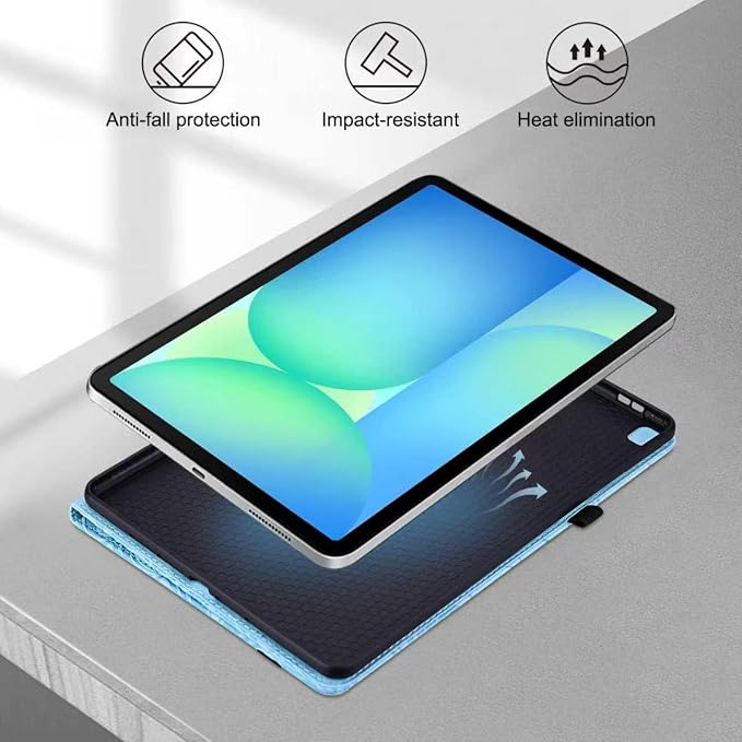 ALILANG Case for Samsung Galaxy Tab A7 10.4-Inch 2022/2020 (SM-T500/ T503/ T505/ T507/T509) Multi-Angle Viewing Protective Tablet Cover with Folding Stand &amp Pencil Holder -Blue