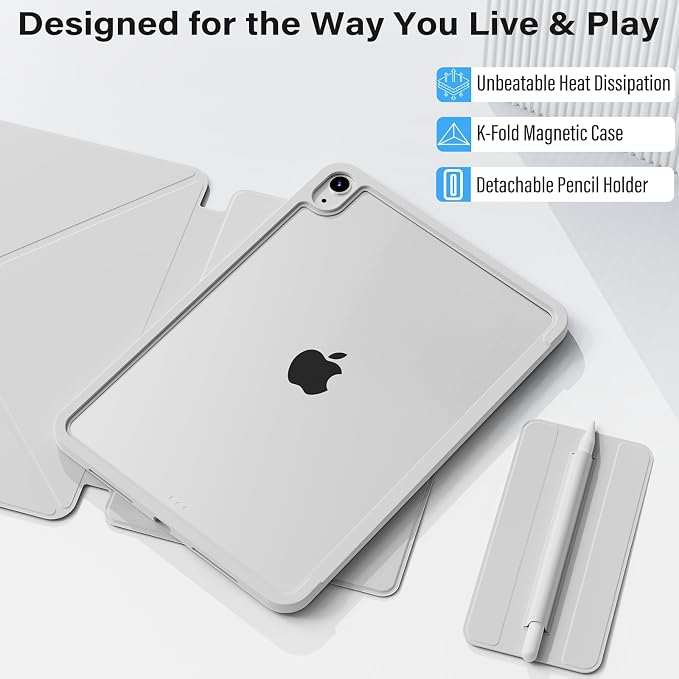 JKSML for iPad (A16) 11th Generation Case 11 Inch 2025/iPad 10th Generation Case 10.9 Inch 2022 with Pencil Holder Bumper Frame Only [No Back Cover] Lightweight &amp Cooling Cover for Gaming Black