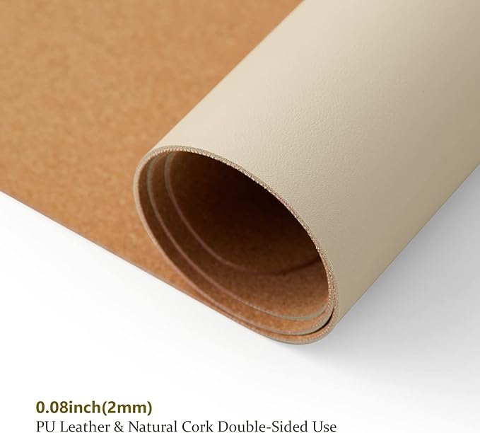 Large Cork Desk Mat - 47.2"x 17" Desk Pad for Office and Home - Ideal for Large Mouse Pad and Desk Mats on Top of Desks(Beige)