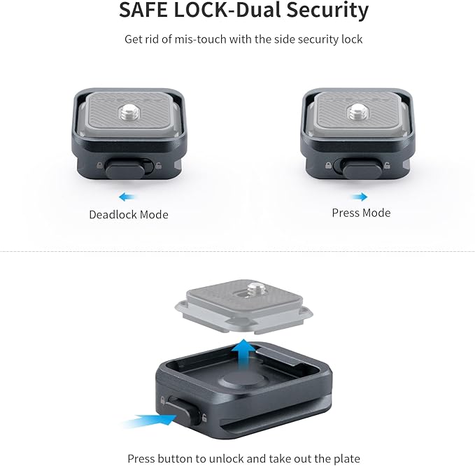 PGYTECH Quick Release Plate Clamp, with 1/4" and 3/8" Threaded Holes, Arca Swiss Interface, Suitable for Photo Cameras, Tripods, Gimbals