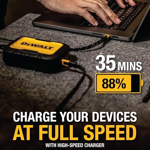 DEWALT Heavy Duty USB-C to USB-C Fast Charging Cable 1FT | Flat 240W Type-C Fast Charging Cable for iPhone 17/16/15 Pro Max Samsung Galaxy MacBook iPad Pixel 2-Pack