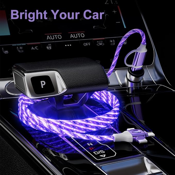 IHAO Multi Ports Charger Cable 3 Combinations in One Cable USB A to USB C/Micro USB PD Fast Charging Cord Lighted Up LED Flowing Compatible with Almost All Kinds of Electric Device-39Inches Blue