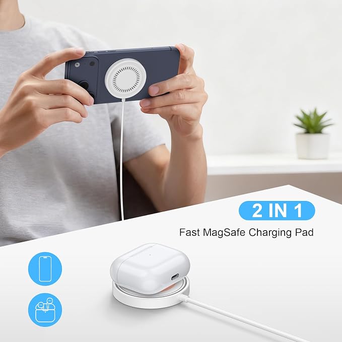 for iPhone 17e Magsafe Wireless Charger for iPhone 17 16e 16 15 14 13 12 Series &amp AirPods 2Pack Magnetic Fast Wireless Charging Pad Pixelsnap Charger with 4FT USB-C/A Ports for Google Pixel 10 Se