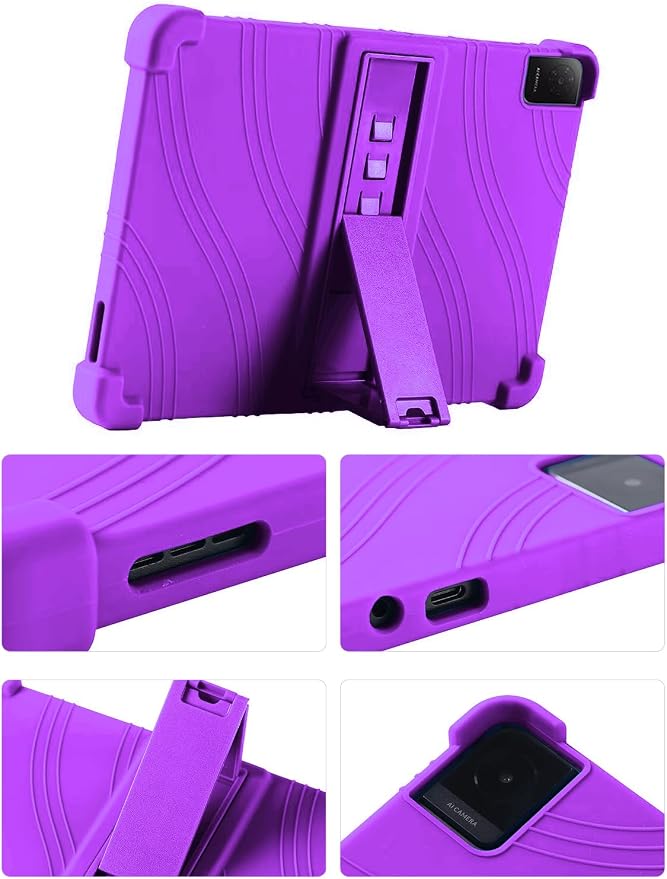 Case for TCL Tab 10L Gen 4 (Model 8483A) 10.1 Inch Tablet Soft Silicone Heavy Duty Shockproof Protective Cover with Adjustable Kickstand (Black)
