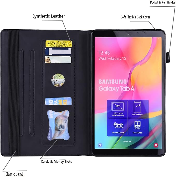 Dteck Wallet Case for Galaxy Tab S10+/S9+/S7 FE/S8+/S7 Plus 12.4 Tablet Premium PU Leather Folding Stand Auto Wake/Sleep Pen Holder Case with Hummingbirds