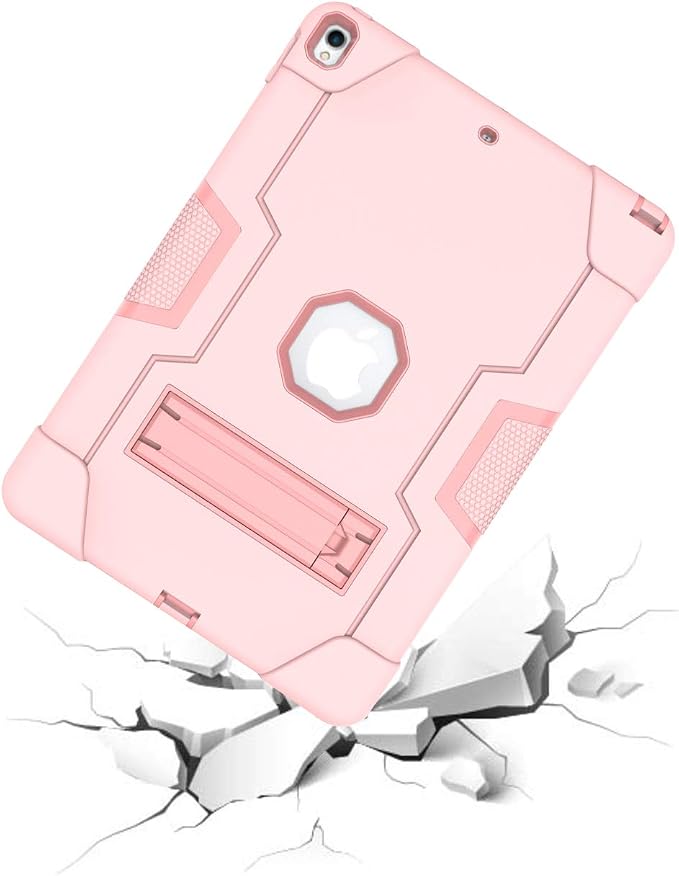 Dteck for iPad Air 3rd Gen (2019) / iPad Pro (2017) Case 10.5 Shockproof Protective Case with Kickstand Hard Plastic Shell 3-Layer Protection Drop Proof Sturdy Rugged Tablet Cover (Aqua+Rose)