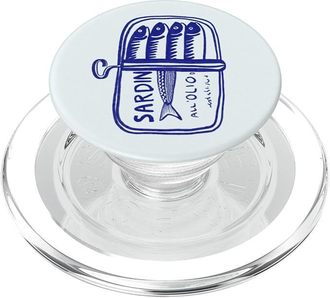 Sardine Tin in Blue Hand Drawn PopSockets PopWallet for MagSafe