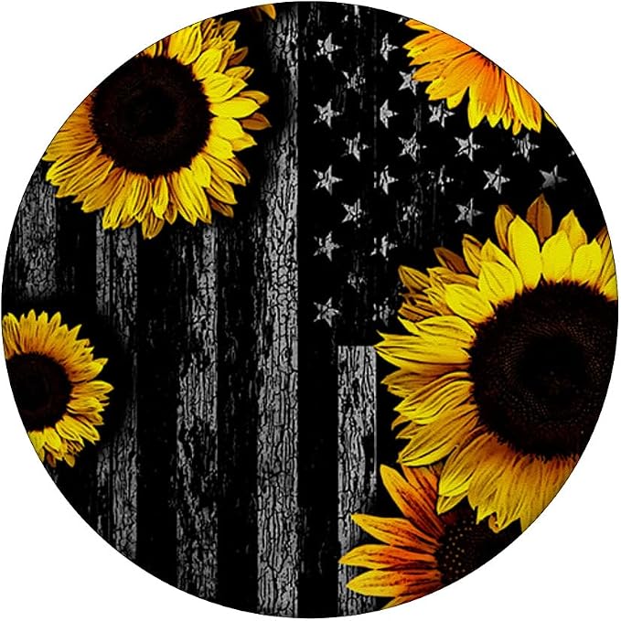 American Flag with Sunflowers PopSockets Adhesive PopGrip