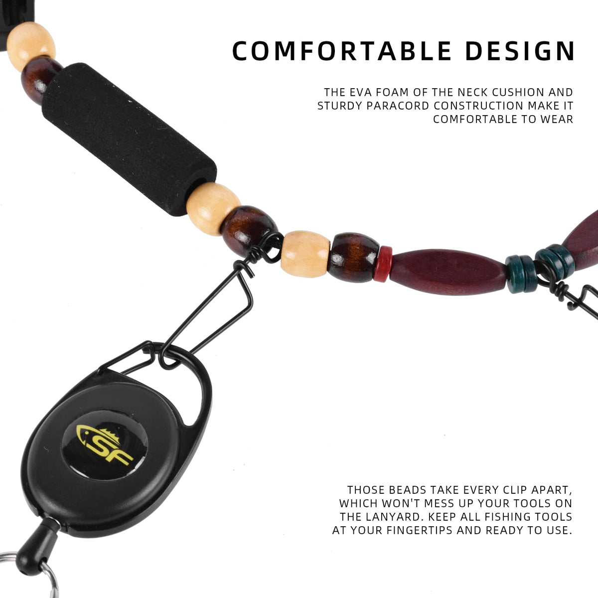 SF Fly Fishing Lanyard Around Neck Unloaded Necklace Black Adjustable Tool Holder with Foam Neck Strap Horizontal Tippet Bar Quick Release for Fishing Accessories(Only Lanyard)