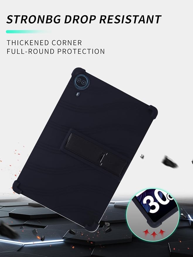 Case for Urao G140L Tablet 14 inch Android 15 TabletWUNIAK Shock Proof Lightweight Stand Rubber Shell Protective CoverKids Friendly Soft Silicone Adjustable Stand CoverBlack