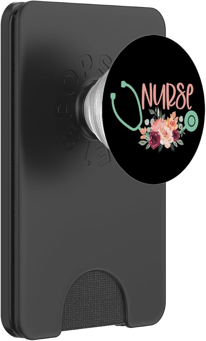 Cute Nurse Stethoscope with Flowers - Nurse Appreciation PopSockets Adhesive PopGrip