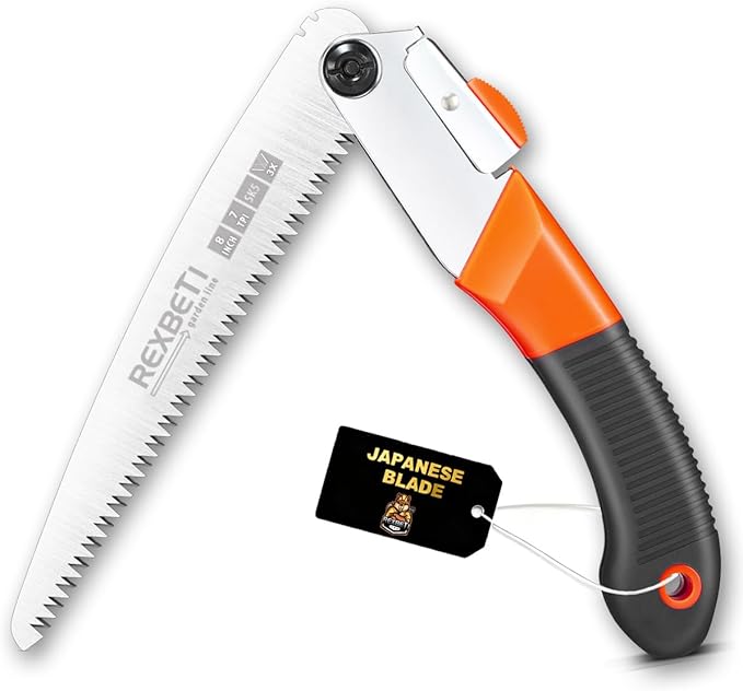 REXBETI Folding Saw - 8 Inch Blade for Wood & Dry Wood Pruning, Compact Design, SK-5 Steel