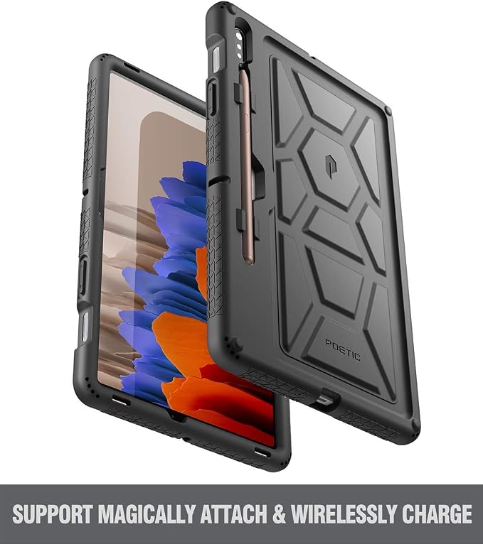 Poetic TurtleSkin Case for Samsung Galaxy Tab S10 FE Plus (2025 Release) 13.1 inch Case with S Pen Holder Heavy Duty Shockproof Kids Friendly Protective Silicone Cover Black